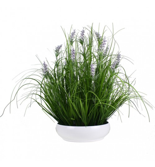 53cm Lavender Plant with Grass in Bowl