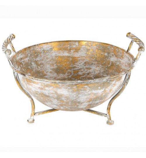 Gold Lustre Metal Footed Bowl with Handles