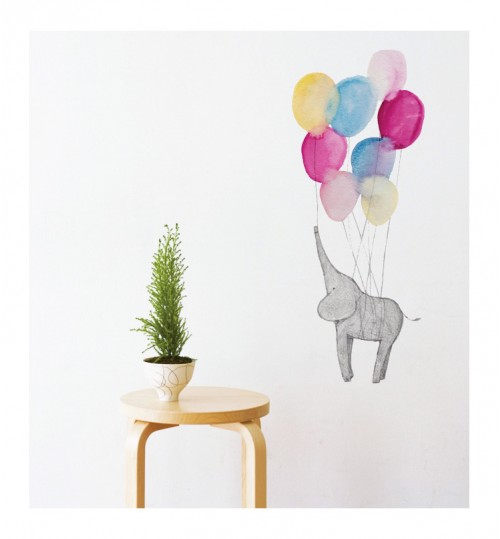 Elephant On Balloon Wall Decal