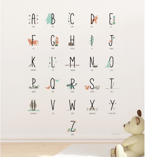 Woodland Animal Alphabets Wall Decal