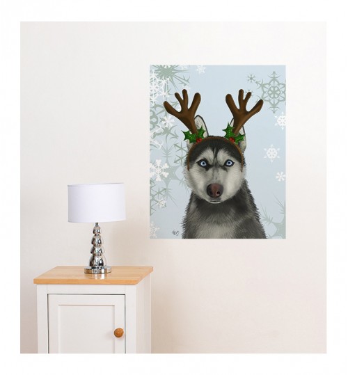 Husky with Antlers Wall Sticker