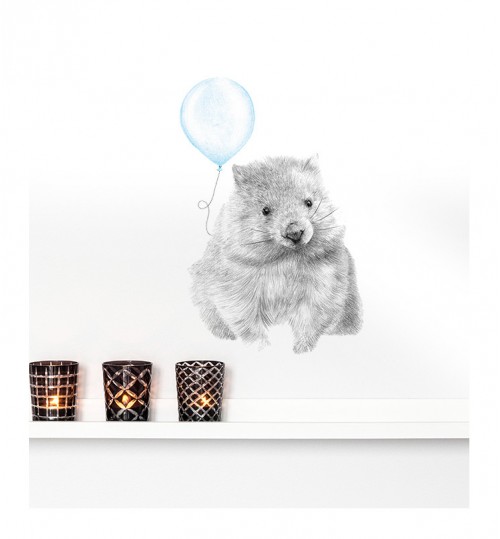 Wombat with Balloon Wall Sticker