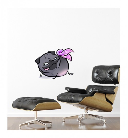 Pug Mermaid Sly Wall Sticker