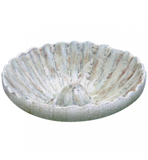 Aged Scalloped Ceramic Bowl