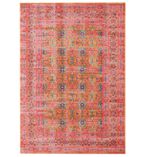 Rust Pink Power Loomed Distressed Modern Rug