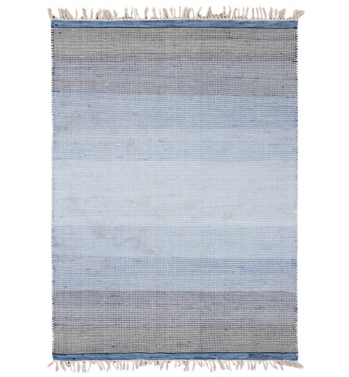 Blue Ombre Hand-Woven Wool Rug